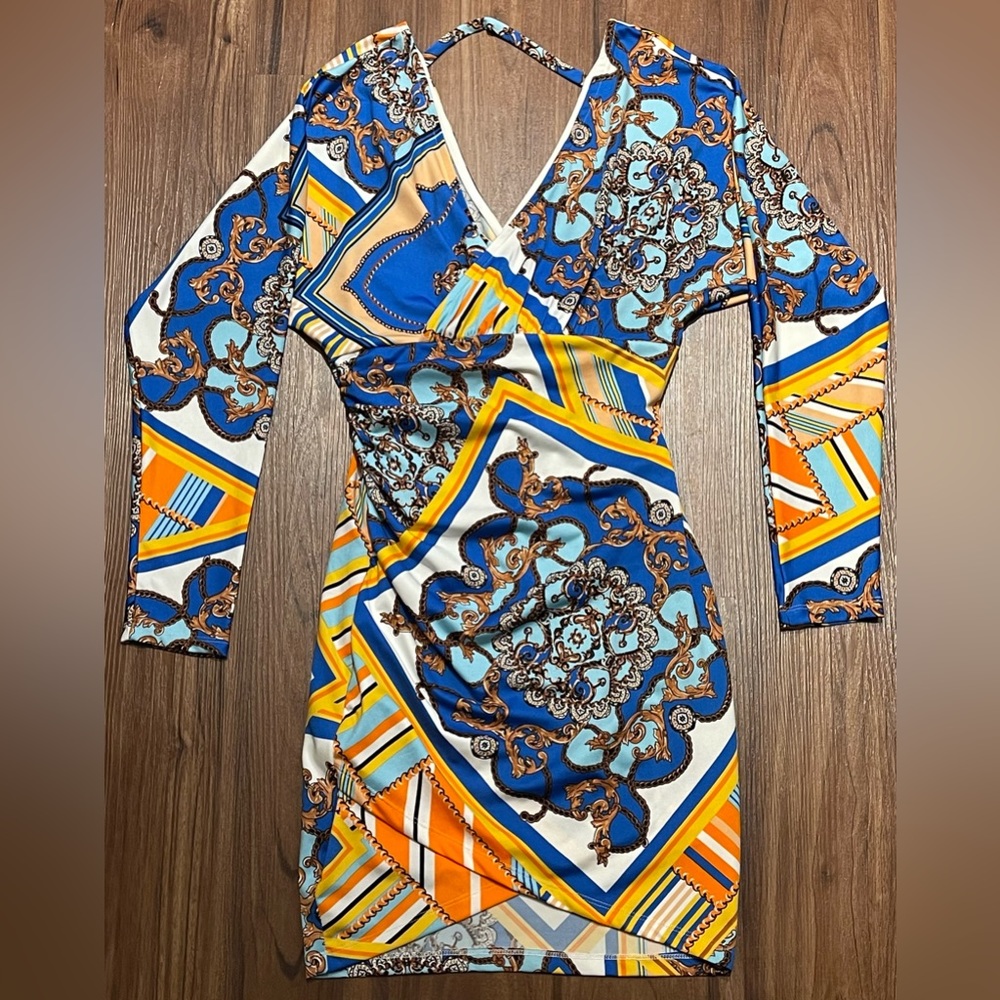 New Venus Multi-Color Patterned Casual Dress / Summer Dress - XS